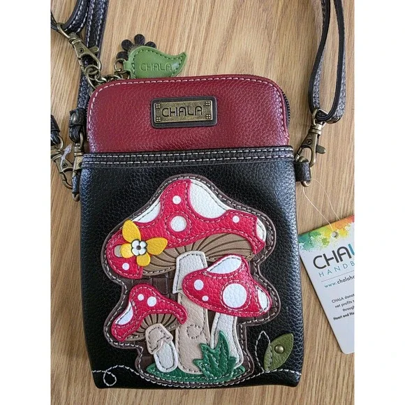 Chala Cottagecore Mushroom Crossbody Purse – Adjustable Straps - Picture 2 of 7